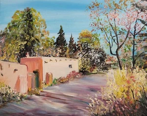 Oil Painting done in the Bob Ross wet on wet Style Taos New Mexico T Pence 16x20 - Picture 1 of 1