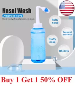 500ml Nasal Wash Neti Pot Nose Cleaner Bottle Irrigator Sinus Rinse Child Adult - Picture 1 of 10