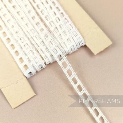 Ribbon Slot Lace 7mm Vintage 1950s Austrian Ivory Cotton - Image 1 of 2