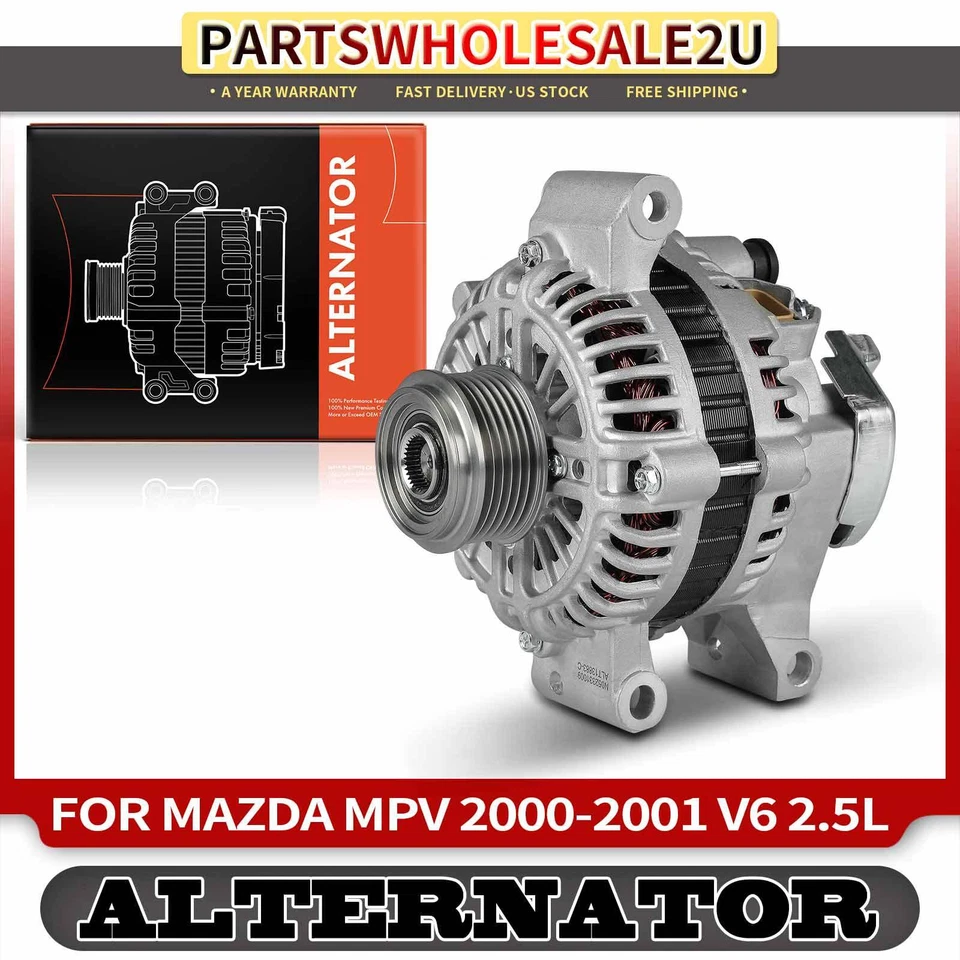 Alternador para Mazda MPV 2000-2001 V6 2.5L100Amp / 12V CW Polea de embrague de 6 ranuras Foto 1 de 4