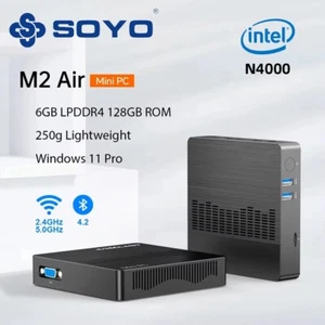 SOYO M2 Air Mini PC: Powerful 6GB RAM, 128GB EMMC, Intel N4000, Windows 11 Pro - - Picture 1 of 7