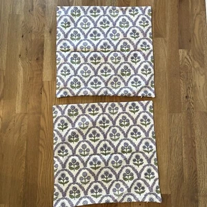 Block Print Pillow Covers 18x18 Inch Set of 2 Vintage Style 18" x 18" Purple - Picture 1 of 4