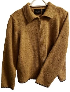 Crazy Horse Sweater Womens L Herringbone Knit Western Zip Boho Beige Blue Orange - Picture 1 of 10