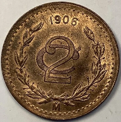 1906 Mexico 2 Centavos Wide Date AU KM 419 (M007) - Image 1 of 2