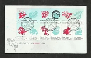 2011 CHRISTMAS IS. YEAR OF THE RABBIT BLOCK OF 12 FDC - Picture 1 of 1