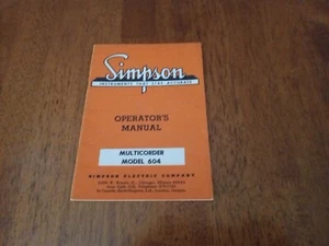 Simpson Operator's Manual Multicorder 604 - Picture 1 of 3