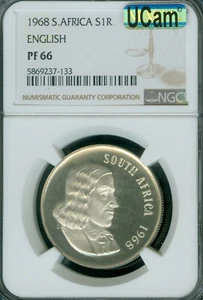 1968 SOUTH AFRICA SILVER ENGLISG 1 RAND NGC PF66 MAC SPOTLESS * - Picture 1 of 2