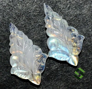 Par de gemas sueltas hechas a mano de piedra lunar arco iris natural de 26x15 mm 19,39 CTS - Imagen 1 de 7