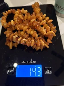 Two Natural Butterscotch Egg Yolk Baltic Amber Beads Necklace 13” Each 143 Grams - Picture 1 of 2