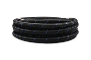 Vibrant -4 AN 0.22" ID Two-Tone Black/Blue Nylon Braided Flex Hose 10 Foot Roll - Picture 1 of 9