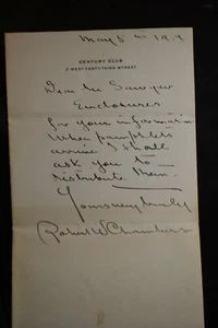1914 *FIRMATO* Lettera Robert W Chambers *Broadalbin NY* - Foto 1 di 4