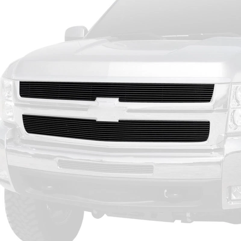 For Chevy Silverado 3500 HD 07-10 T-Rex 2-Pc Black Horizontal Billet Main Grille — 第 1/4 张图片