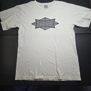 Vintage 90s Levis Silvertab Logo Tshirt, Sz M 21.5x29", White/Silver, Pinhole - Picture 1 of 12
