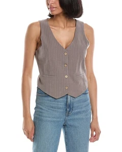 Destinaire Linen-Blend Vest Women's Brown S - Picture 1 of 3