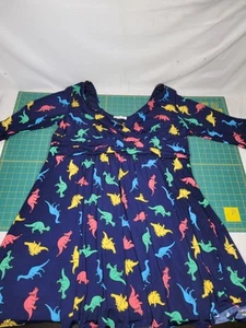 Vestido Jessy B ModCloth Talla Grande Azul Marino Dinosaurio Talla 3x Línea A Cuello Profesor - Imagen 1 de 10