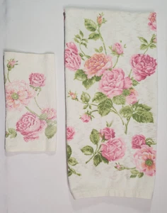 Asciugamano da bagno vintage SpringMaid bianco rosa rosa panno nonna nucleo shabby chic - Foto 1 di 7