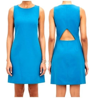 THEORY NWT Size 8 Jemania Cyan Blue Wool Sleeveless Mini Dress Career Party Chic - Image 1 of 4