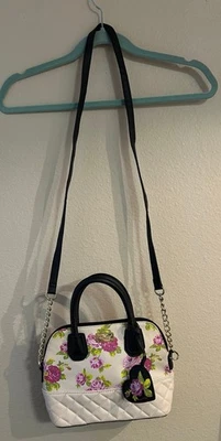 Betsey Johnson Floral Quilted Satchel purse with Heart Charm Multicolor - Image 1 of 4