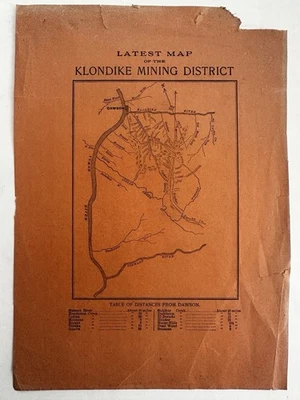 Alaska Klondike Mining District map c.1896-9 rare map with Dawson distances key - Image 1 of 4