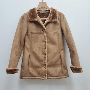 Madeleine Size 12 Tan Polyester Winter Jacket Faux Fur Lined - Picture 1 of 8