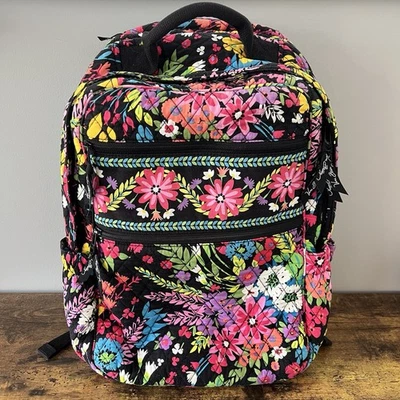 Vera Bradley Field Flowers Floral Quilted Campus Large Backpack Padded Laptop - Image 1 of 4