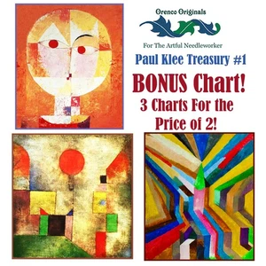 Paul Klee Modern Art Deluxe Treasury #1 -Three Counted Cross Stitch Patterns - Picture 1 of 5