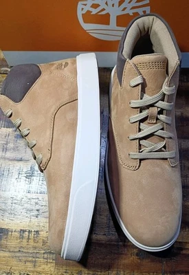 男式 Timberland Emerson Street Mid 高级皮革 Chukka 运动鞋 尺码 10.5 小麦 — 第 1/4 张图片
