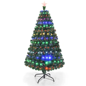 5' Pre-Lit Artificial Christmas Tree Fiber Optic w/Multicolor LED Lights & Stand - Picture 1 of 8