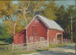 LISTED AMERICAN CHRISTOPER MAGADINI Signed ORIGINAL O/C THE RED BARN FRAMED - Picture 1 of 9