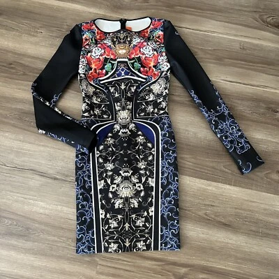 Vestido CLOVER CANYON Royal Egg Night Out Neopreno Negro Azul Talla Pequeña Foto 1 de 4