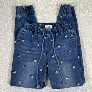 Pantalones de chándal de mezclilla Mickey Mouse de los parques de Disney para mujer XS cintura elástica cordón - Imagen 1 de 10