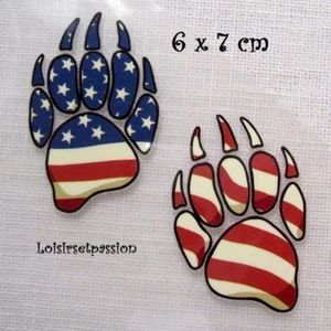 Patch Applique, Dessin Transfert, Animal, Empreinte Pattes Ours, drapeau - T088 - Picture 1 of 1