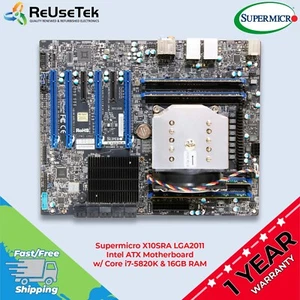 Placa madre Intel ATX Supermicro X10SRA LGA2011 con Core i7-5820K y 16 GB de RAM - Imagen 1 de 17