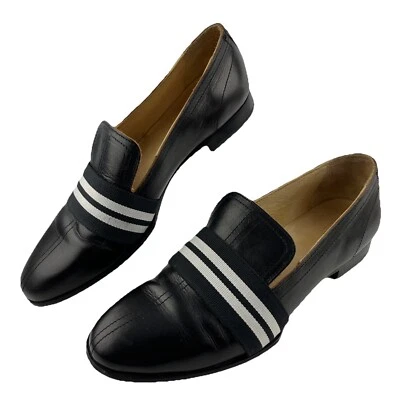 Rag & Bone Amber Striped Black Leather Loafers Size 39.5 /US 8.5 MSRP $395 Women - Image 1 of 4