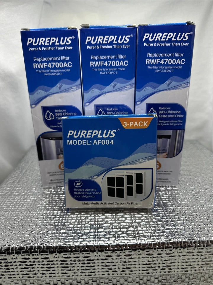 PurePlus✨RWF4700AC✨Water Filter 3 Pack & AF004 Carbon Air Filter 3 Pack✨NEW - Image 1 of 1
