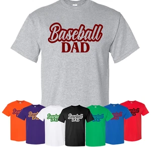Men’s “BASEBALL DAD” T-Shirt - Popular School Colors - Gildan Adult Unisex sizes - Picture 1 of 6