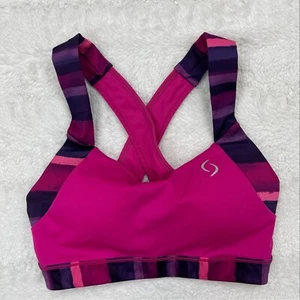 Brooks Uplift Crossback Moving Comfort Sports Bra XS 30C 30D 32C Pink Back Close - Picture 1 of 5