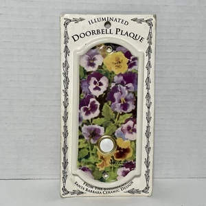 Santa Barbara Ceramic Design Illuminated Doorbell Plaque Pansies Floral Design - Picture 1 of 3