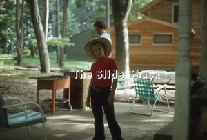 cute young blond haired boy wearing cowboy hat 1975 Kodachrome 35mm slide - Picture 1 of 1