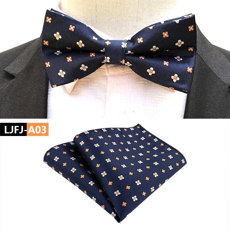 Pajarita ajustable preatada para hombre lunares azul naranja seda pajarita pañuelo fiesta Foto 1 de 1