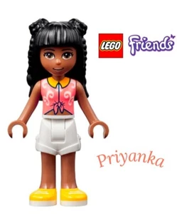 New LEGO FRIENDS Minifigure Priyanka - Coral Knotted Blouse with White Swirls - Picture 1 of 2