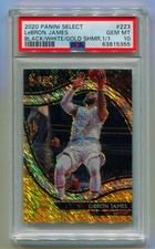2020-21 SELECT COURTSIDE PRIZM BLACK WHITE GOLD SHIMMER LEBRON JAMES #1/1 PSA 10