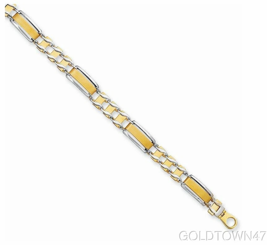Brazalete Rolex para hombre de oro amarillo + blanco de 14 quilates de 8,50" brillante tipo ferrocarril  Foto 1 de 1