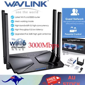 Wavlink 3000Mbps WiFi 6 Router Gigabit Gaming Router Internet WiFi Mesh Extender - Picture 1 of 16