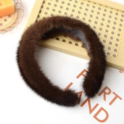 2025 全新女式豪华冬季 100% 水貂毛皮头带真毛皮发带 — 第 1/4 张图片