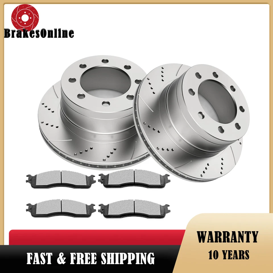 REAR Brake Rotors Pads fit for Dodge RAM 2500 3500 2003-2008 Drilled Slotted Foto 1 de 4