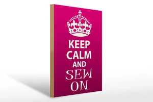 Letrero de madera refrán 30x40 cm Keep Calm and sew on Gift Schild letrero de madera - Imagen 1 de 5