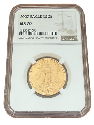 US 2007 Gold 1/2 oz $25 NGC MS70 Gold Eagle - Image 1 of 2