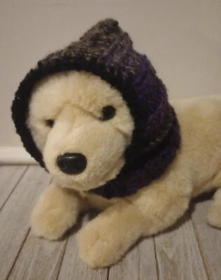 Chapéu capuz de crochê feito à mão para cachorro de estimação snood pequeno raça média roxo profundo - Imagem 1 de 4