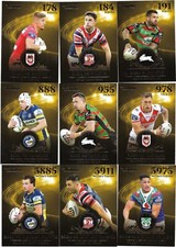2021 Nrl Traders League Leaders Gold FULL SET (9 Cards)